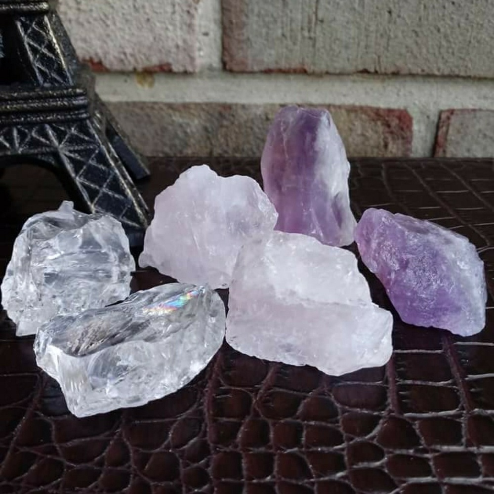 Amethyst, Rose Quartz, and Clear Quartz Bundle